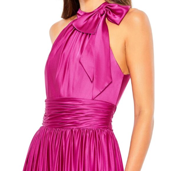 MAC DUGGAL 506581 RUFFLE TIERED SOFT TIE HALTER NECK GOWN sz 8 - Picture 3 of 7